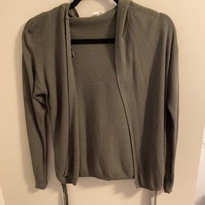 army green garage short hooded cardigan